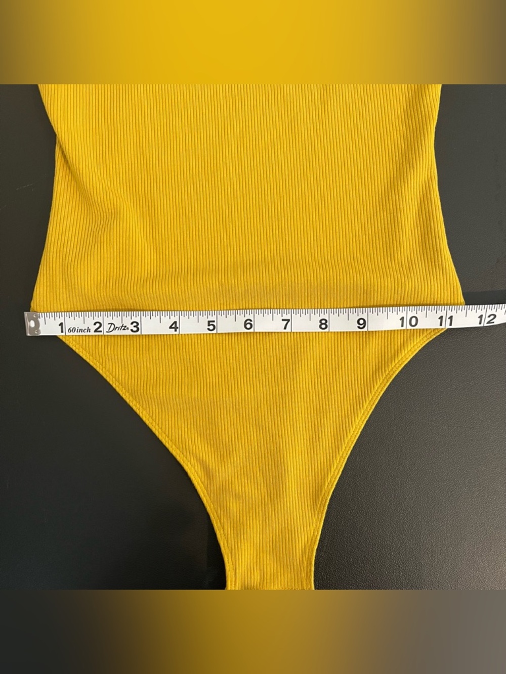 Kittenish Ribbed One-Piece Bodysuit - Mustard- Small - Picture 6 of 7